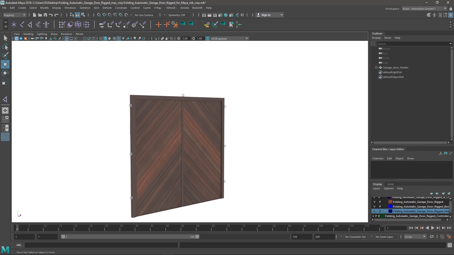 3D model Folding Automatic Garage Door Rigged for Maya