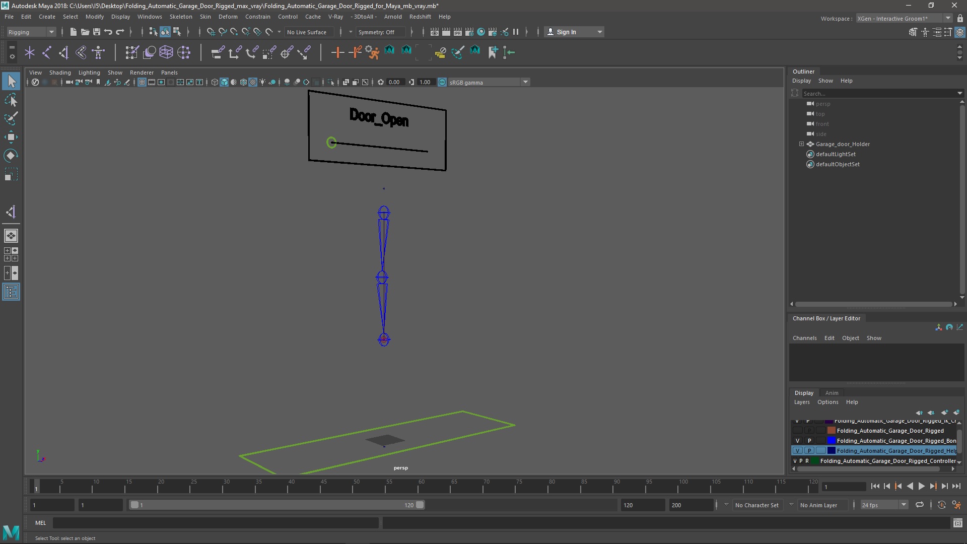 3D model Folding Automatic Garage Door Rigged for Maya