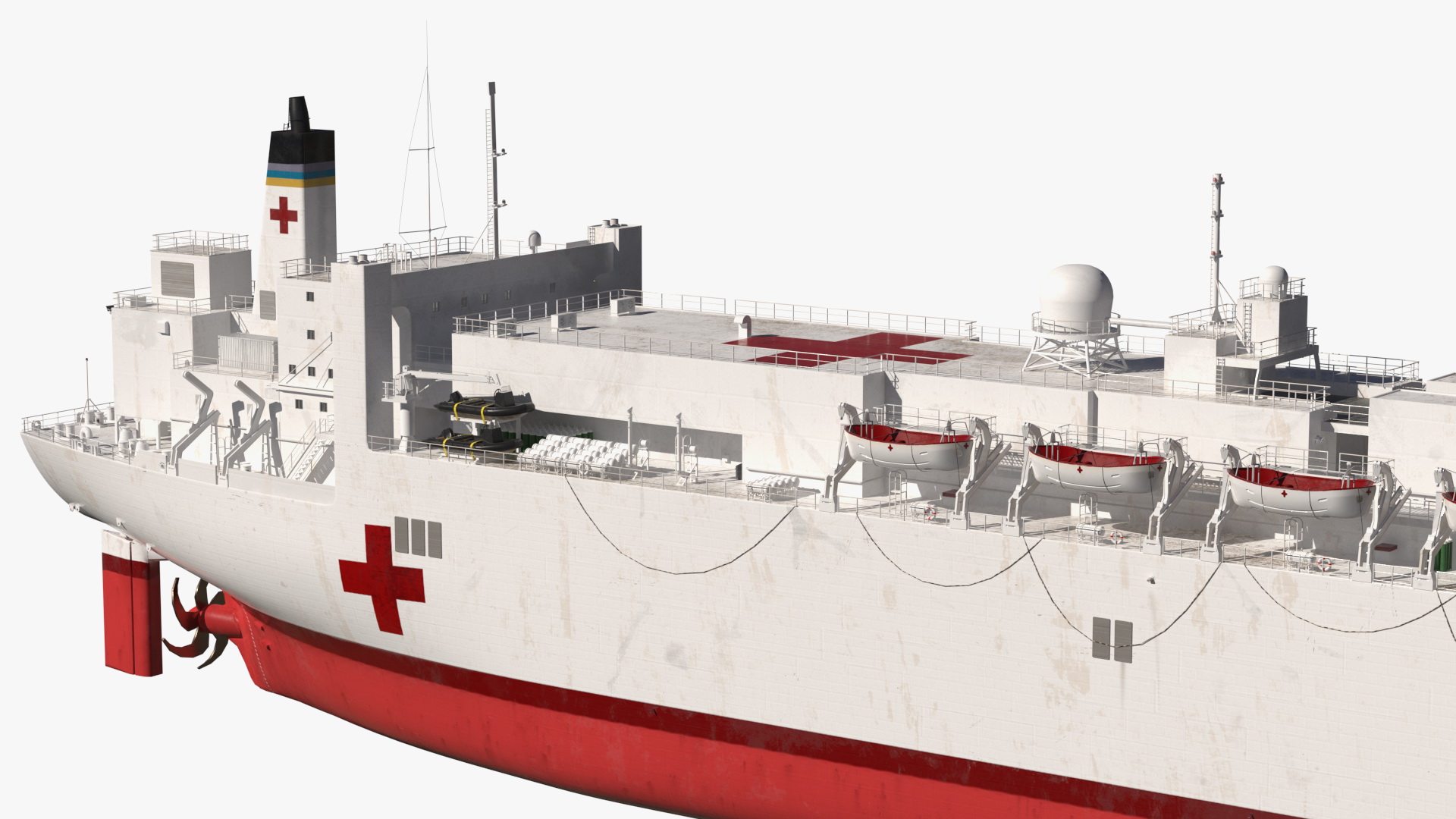 3D Hospital Ship Mercy with CH47 Chinook Helicopter model