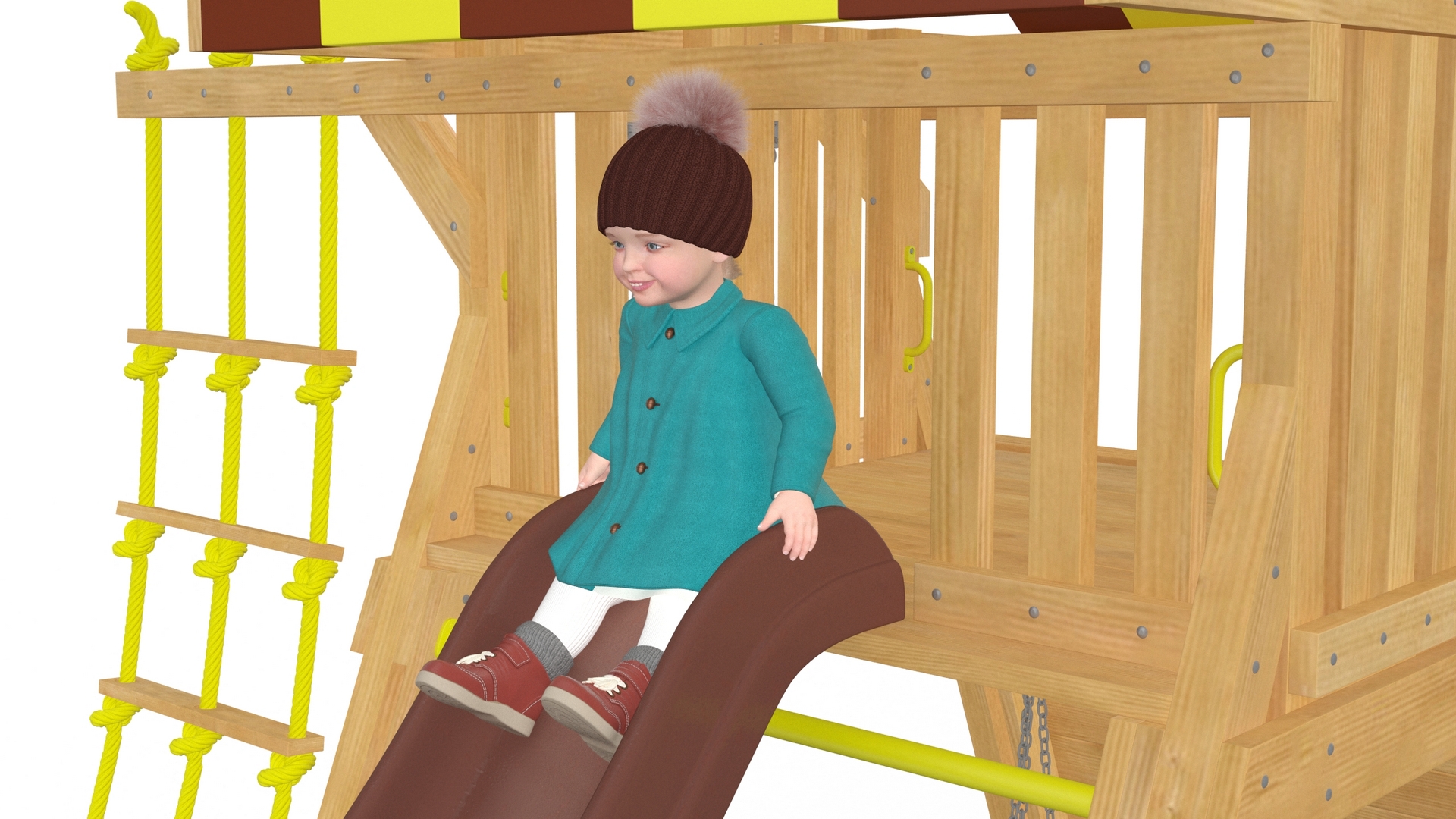 Little Girl on Slide Fur 3D model