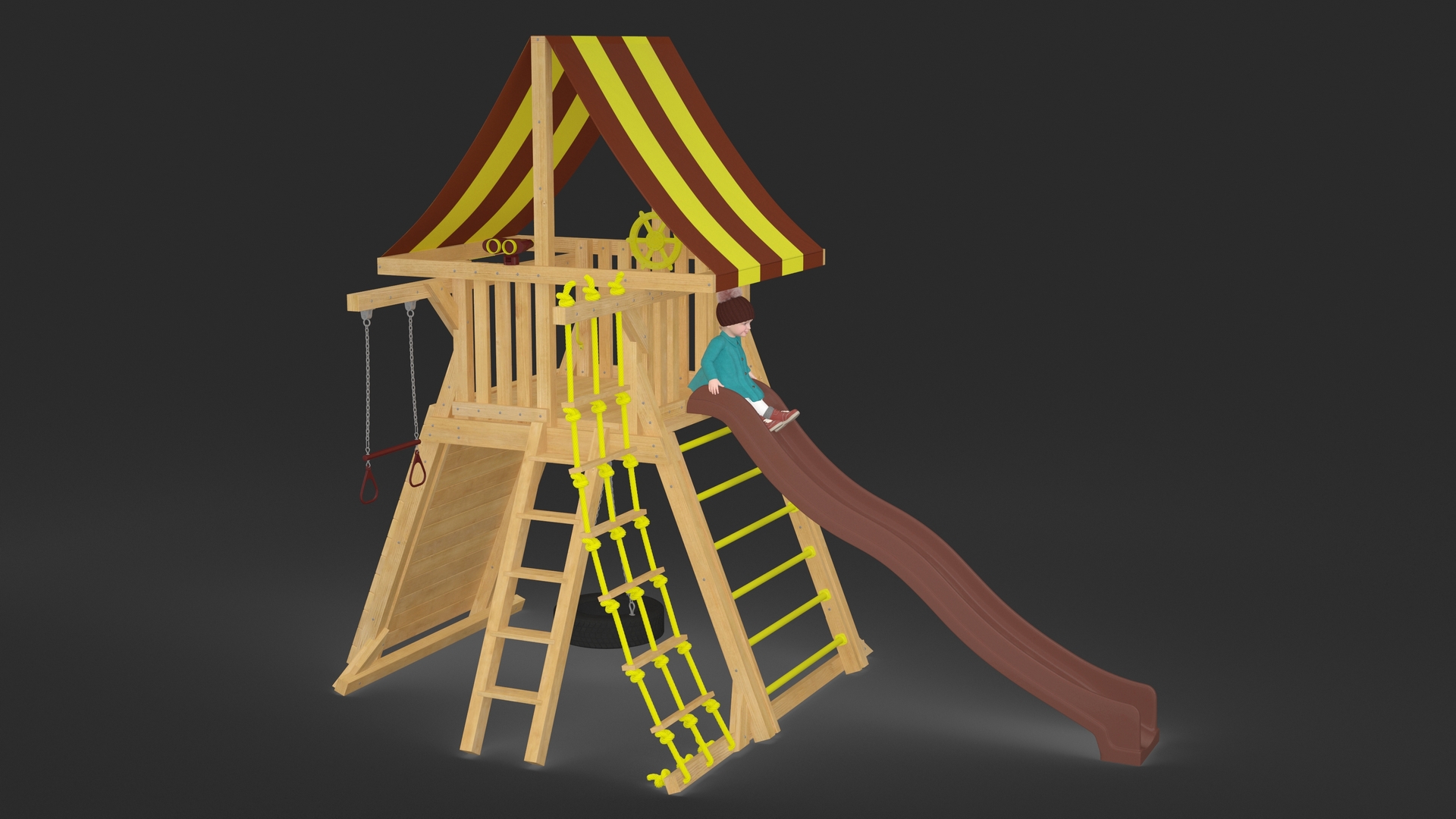 Little Girl on Slide Fur 3D model