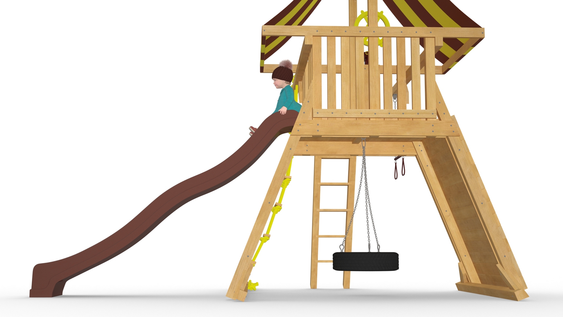 Little Girl on Slide Fur 3D model