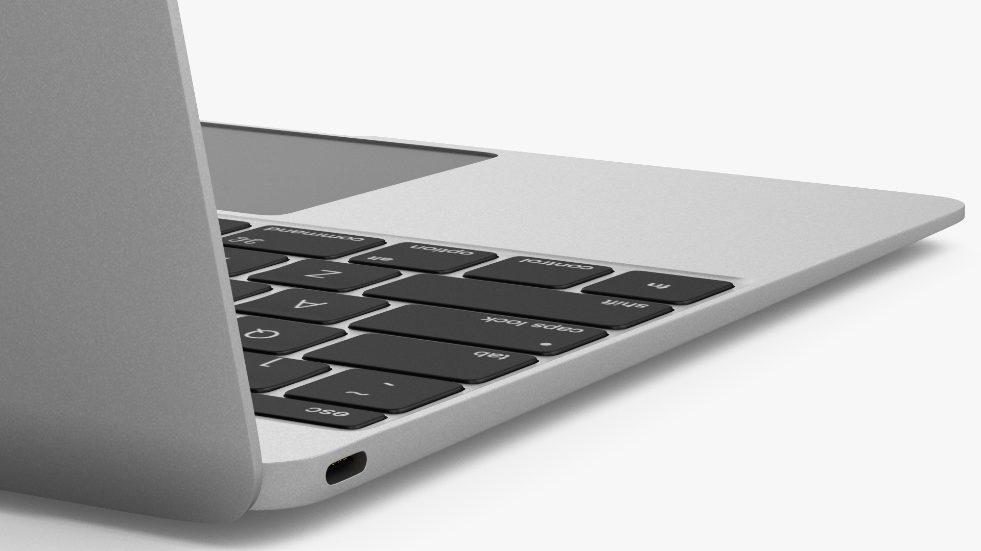 3D Silver Thin Laptop model