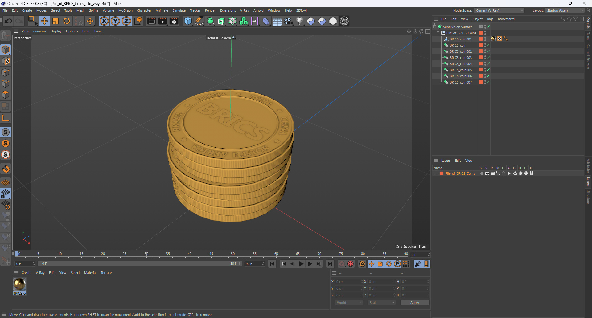 Pile of BRICS Coins 3D model