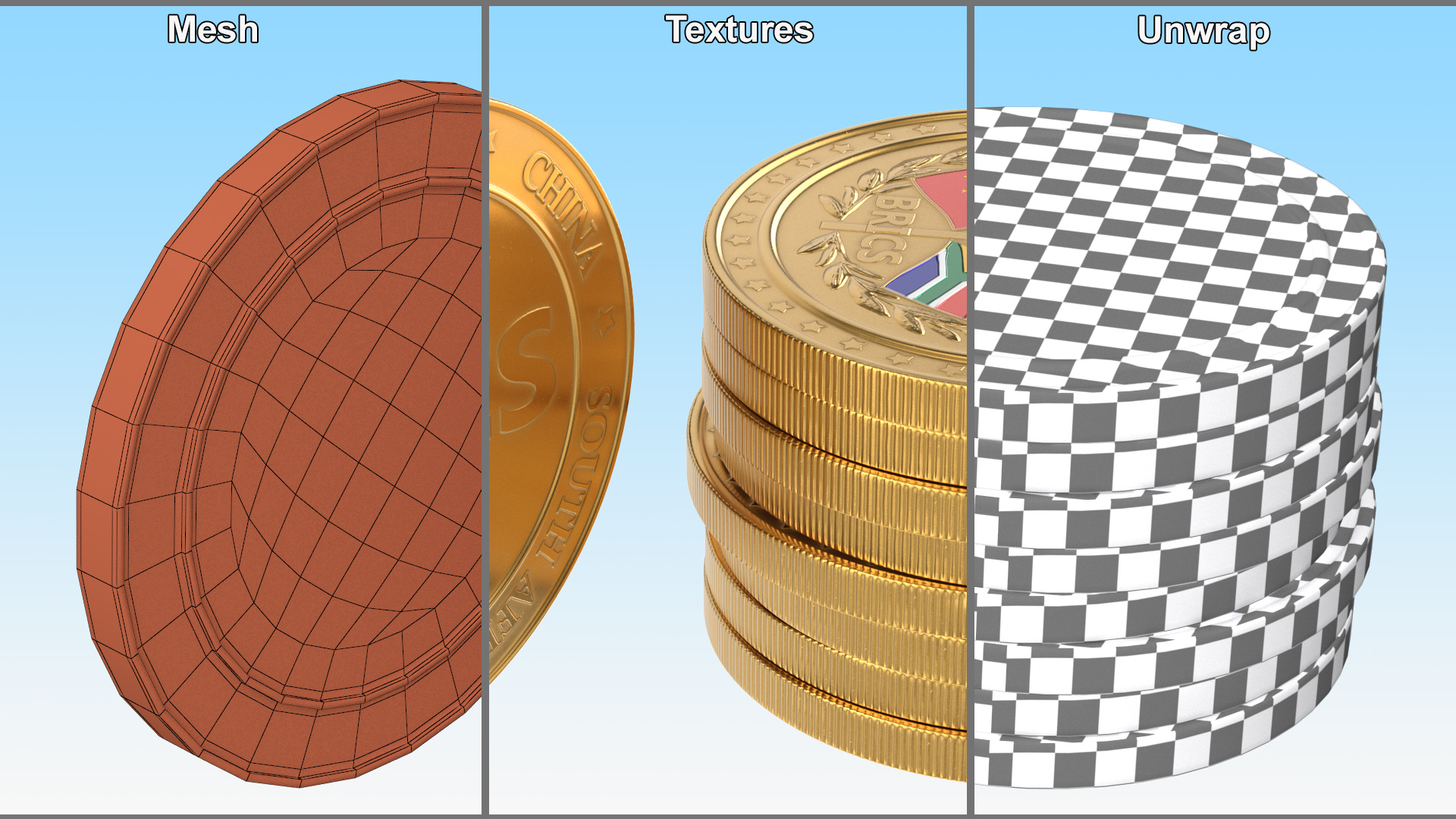 Pile of BRICS Coins 3D model