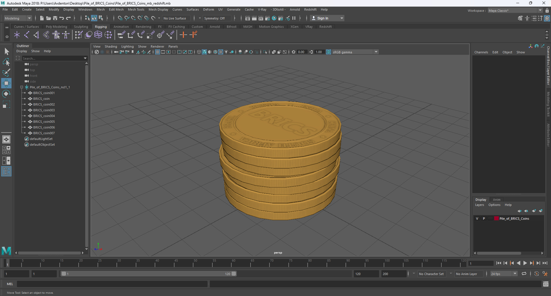 Pile of BRICS Coins 3D model