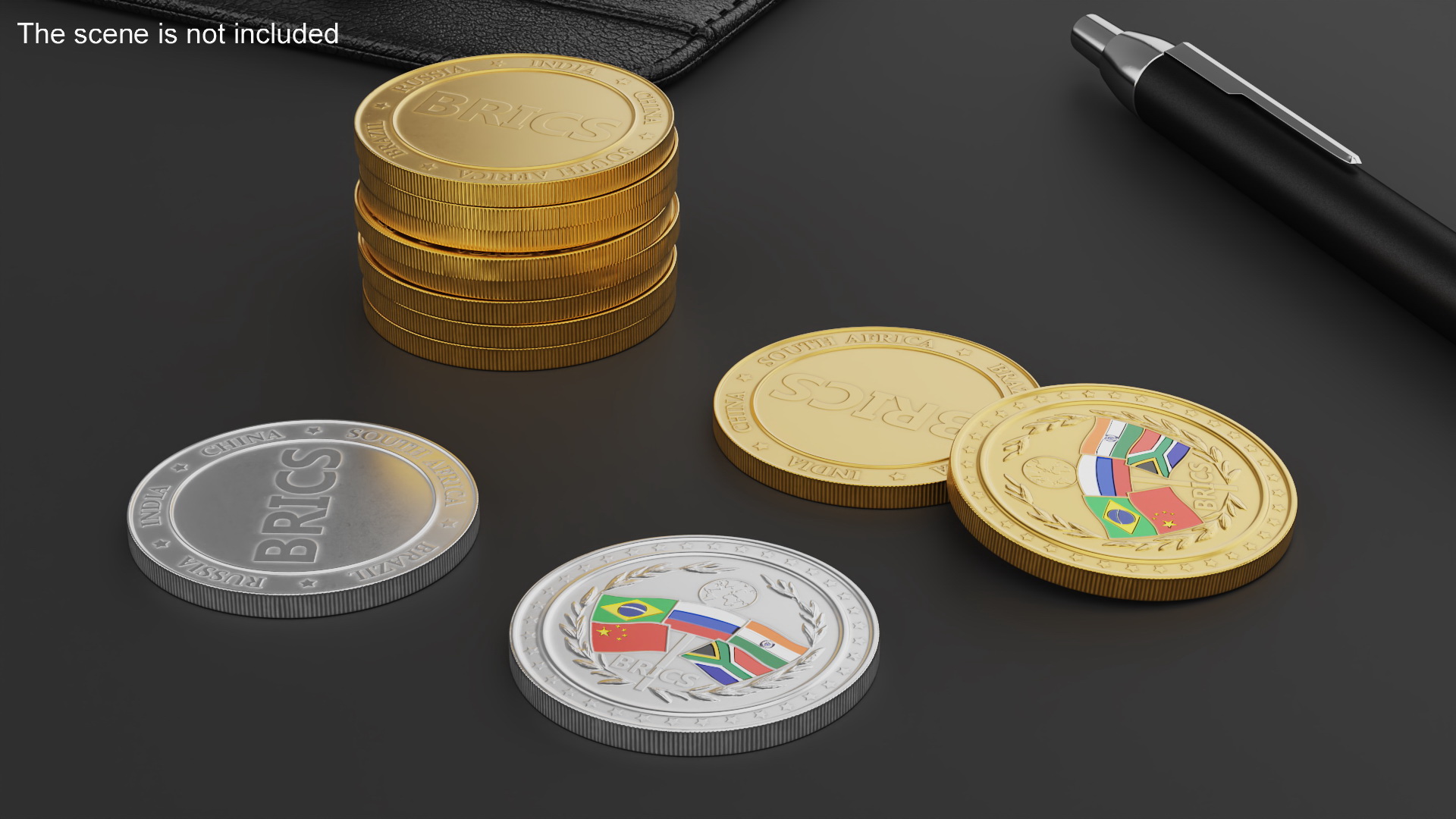 Pile of BRICS Coins 3D model