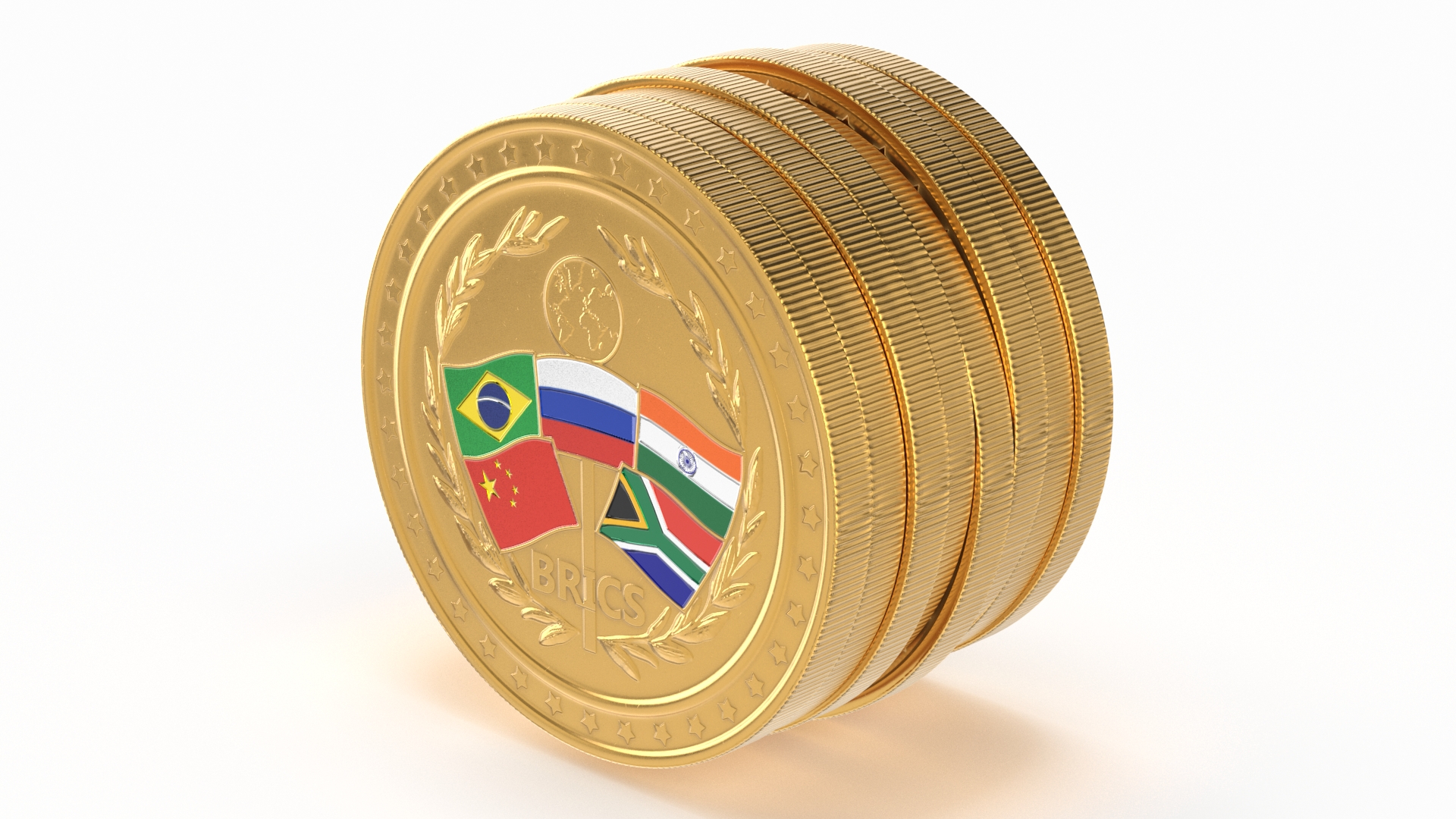 Pile of BRICS Coins 3D model