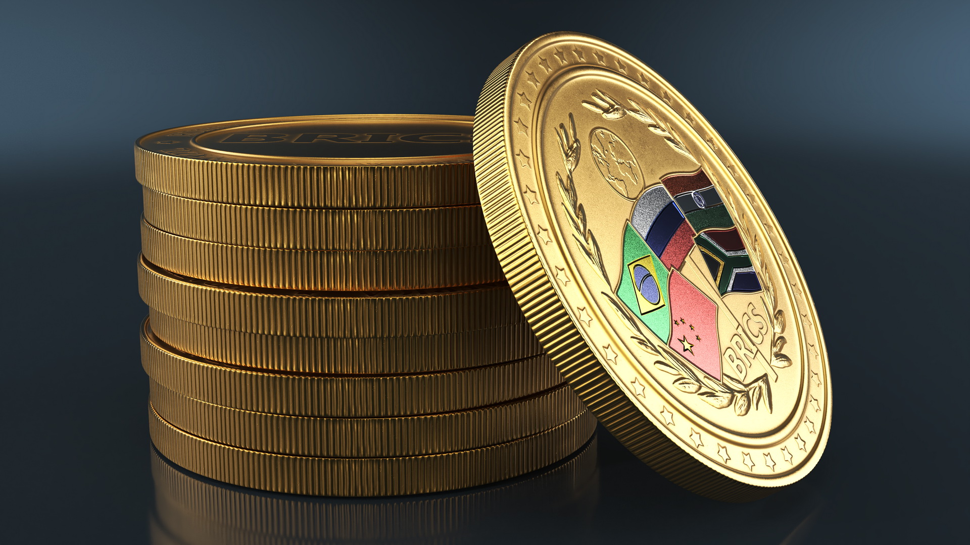 Pile of BRICS Coins 3D model