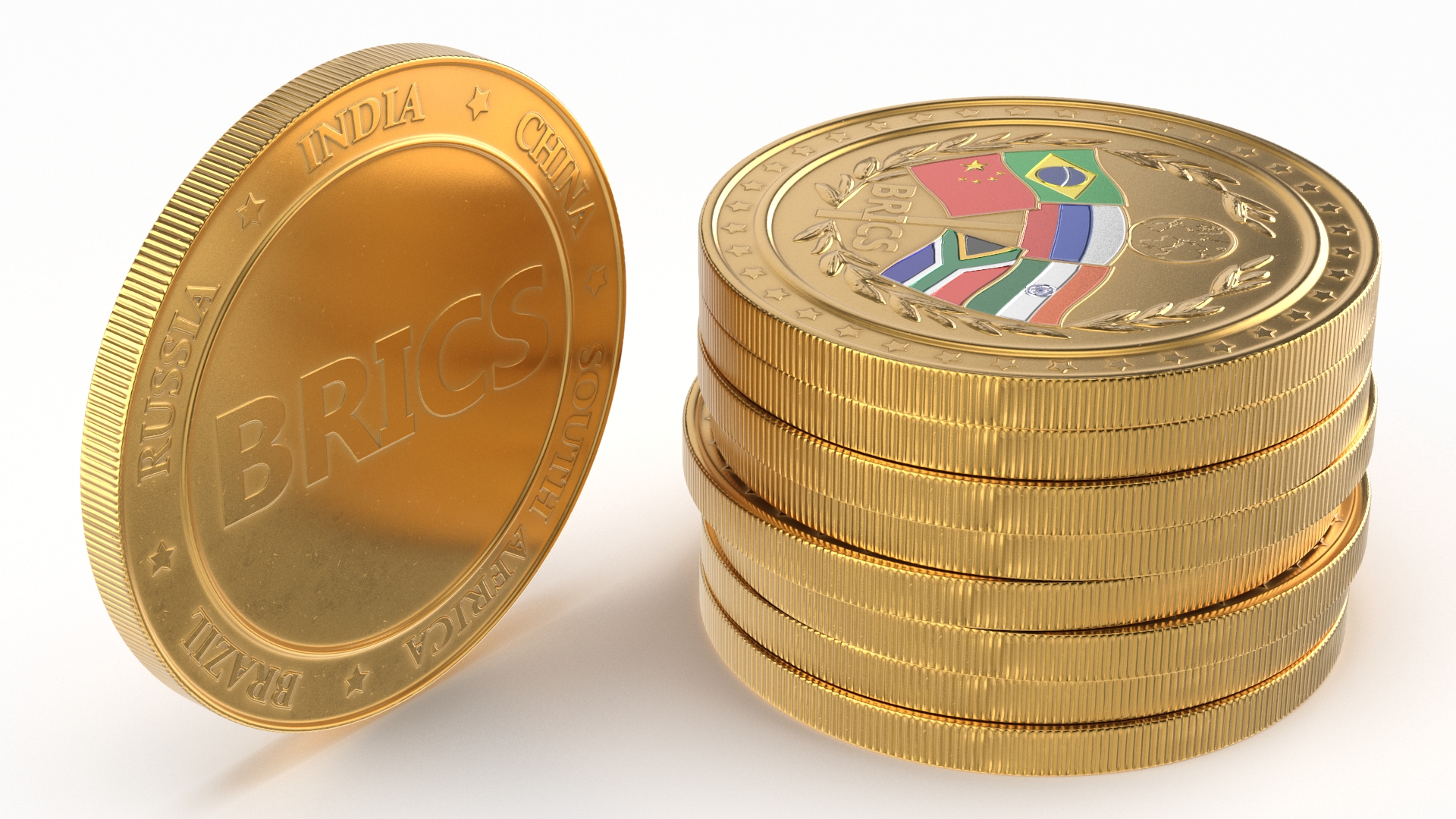 Pile of BRICS Coins 3D model