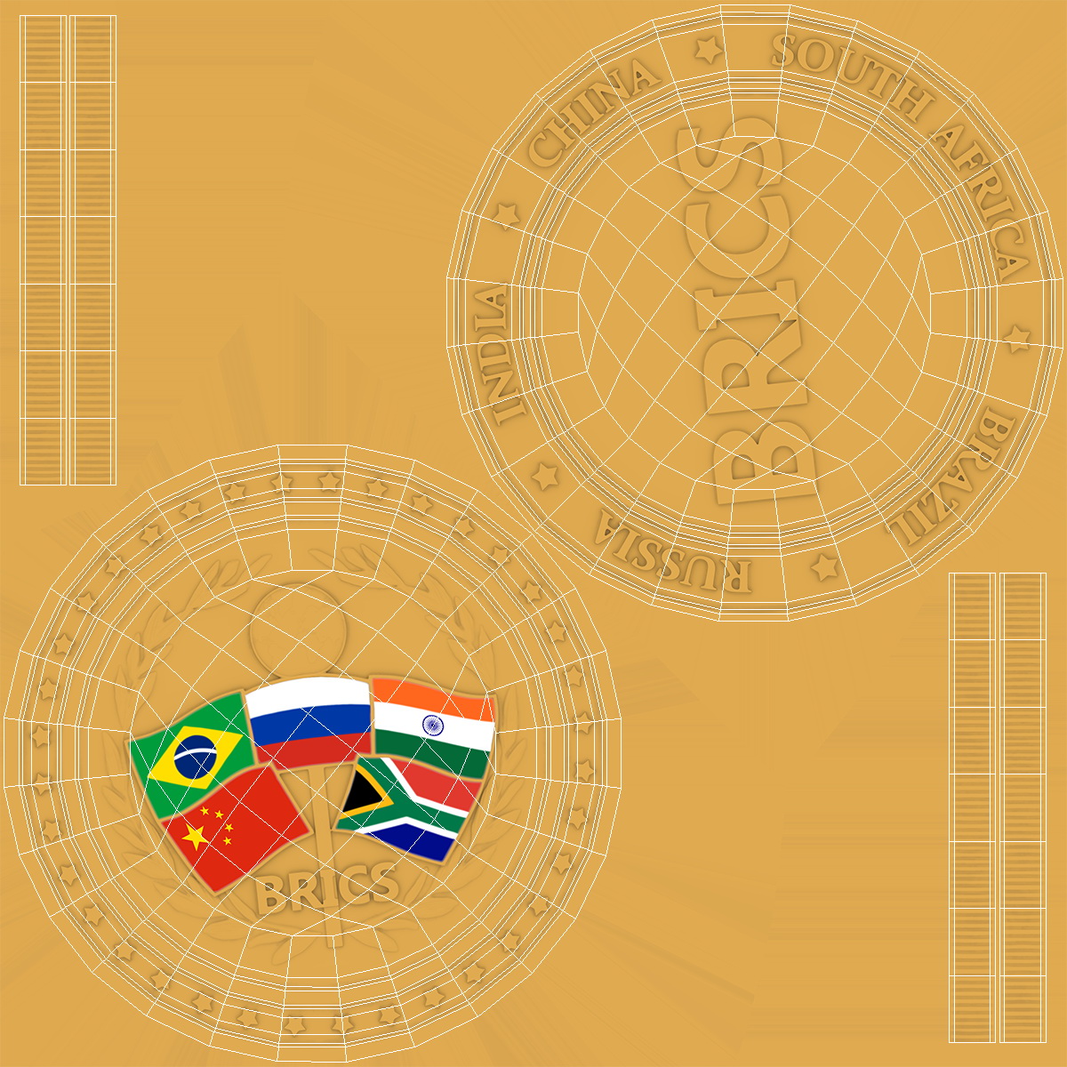 Pile of BRICS Coins 3D model