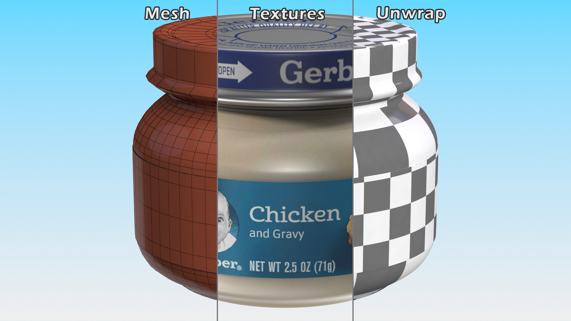 Chicken Baby Food Jar Gerber 71g 3D