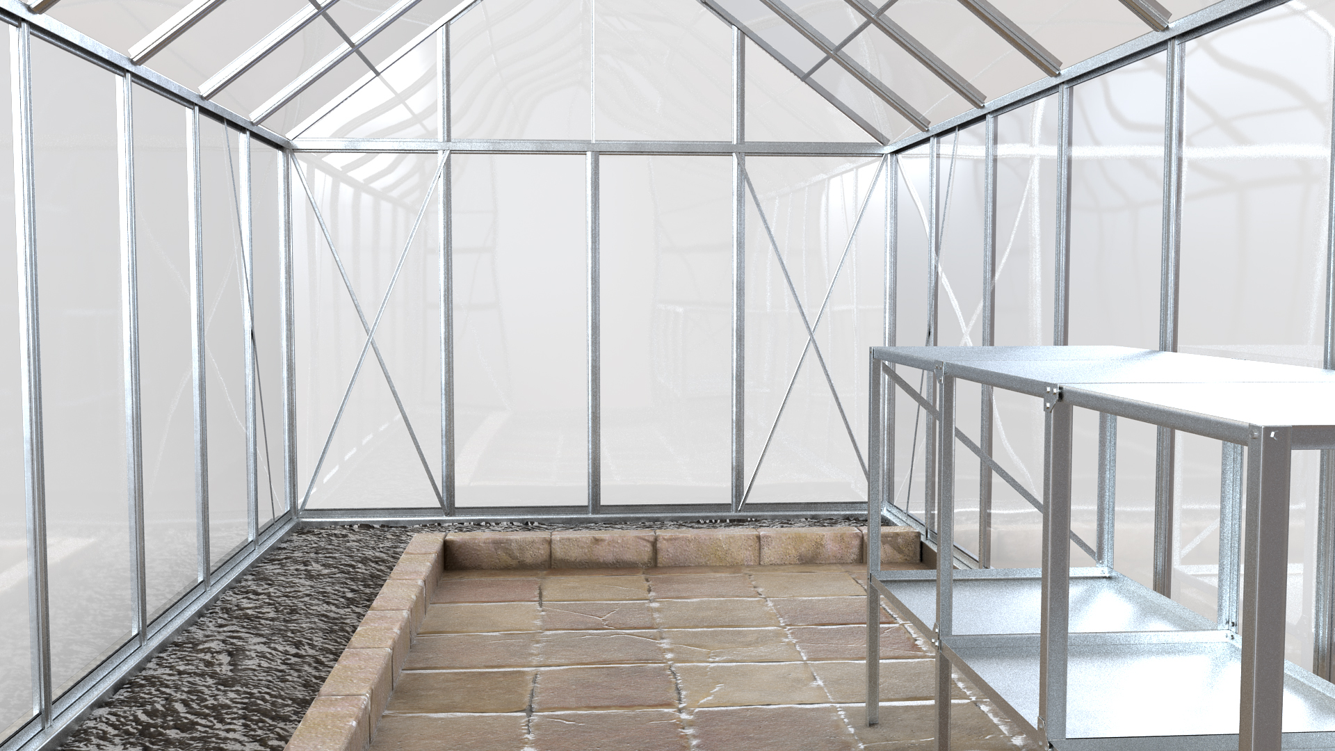 Garden Greenhouse with Rack 3D