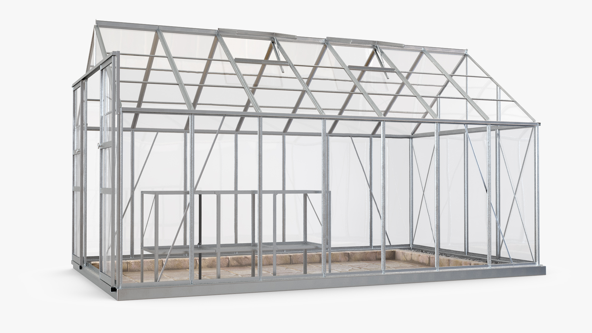 Garden Greenhouse with Rack 3D