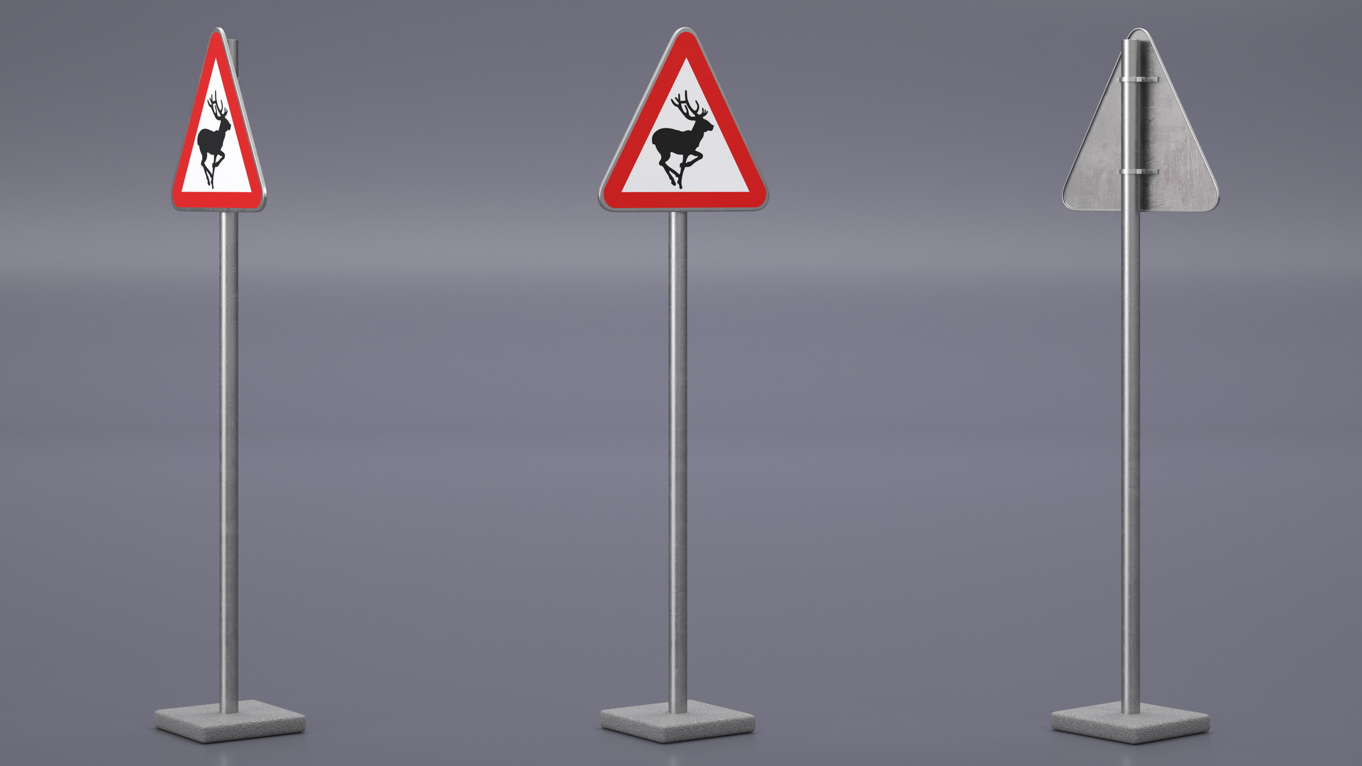 Road Sign Wild Animals 3D