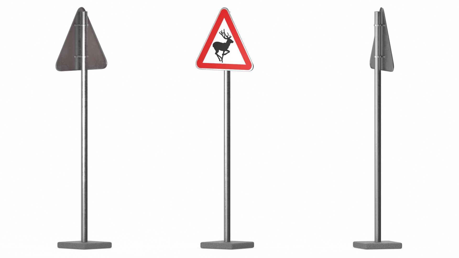 Road Sign Wild Animals 3D