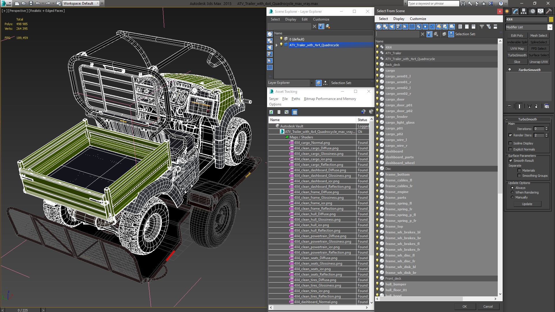 ATV Trailer with 4x4 Quadrocycle 3D