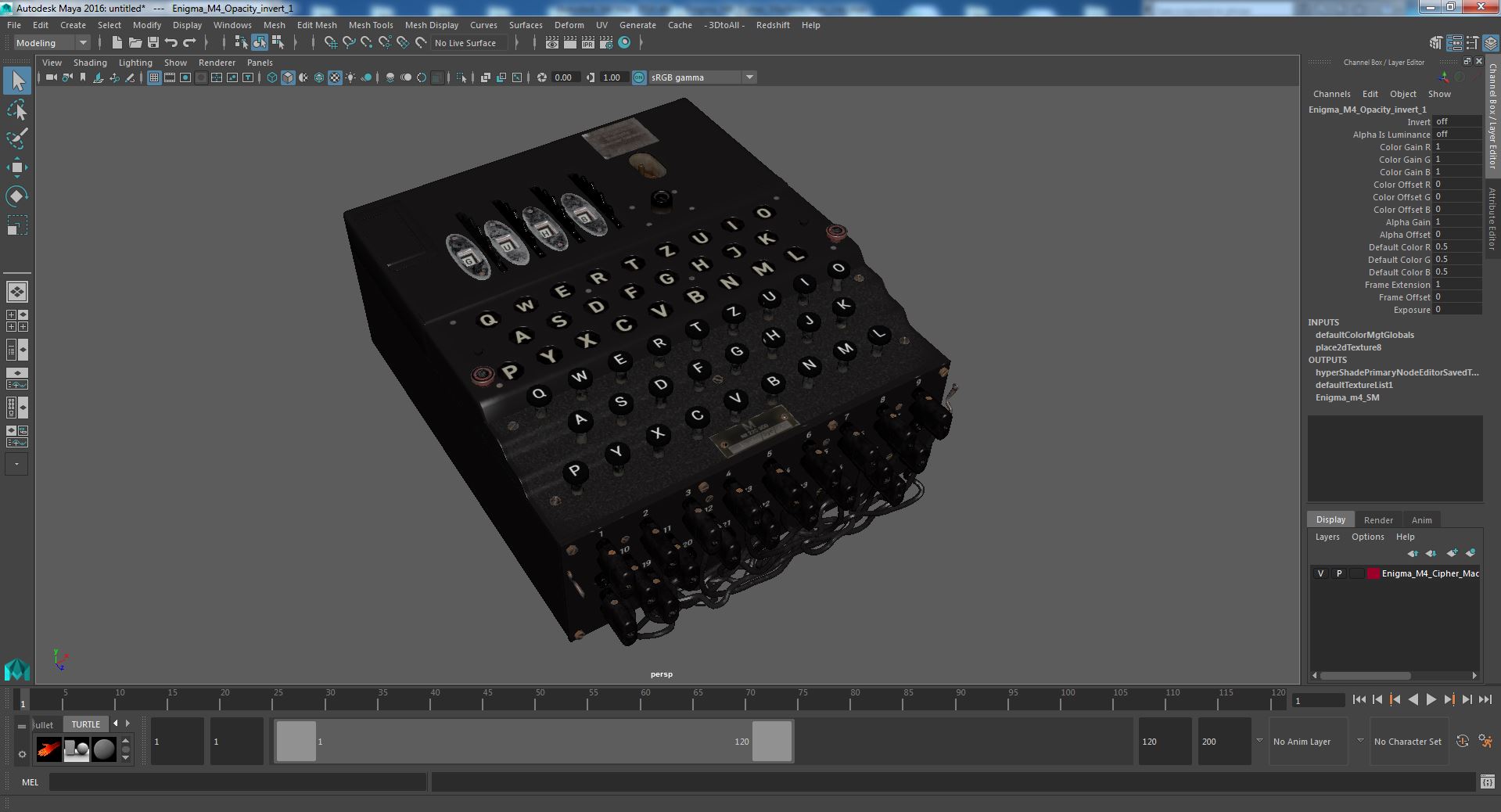 Enigma M4 Cipher Machine 3D model