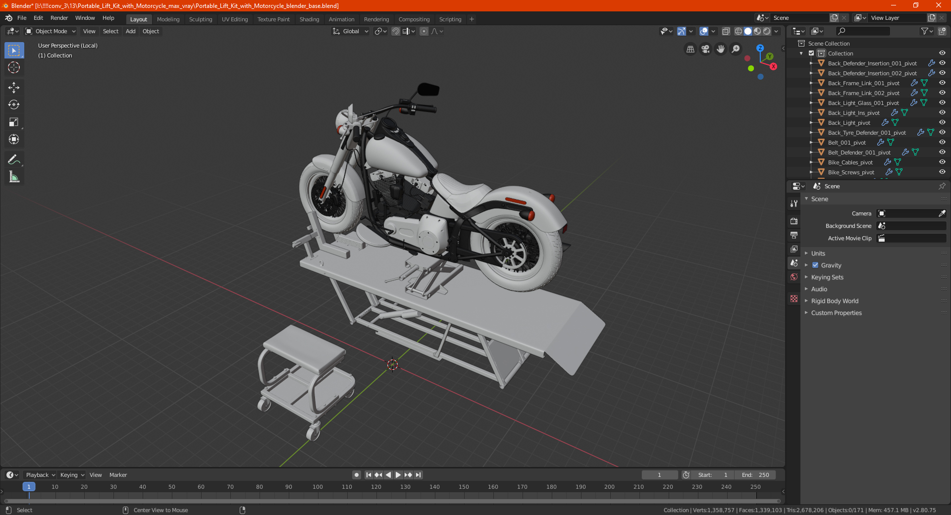 3D Portable Lift Kit with Motorcycle model