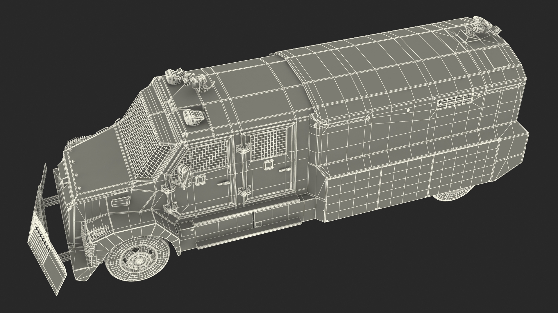 Anti Riot Vehicle White Simple Interior 3D model