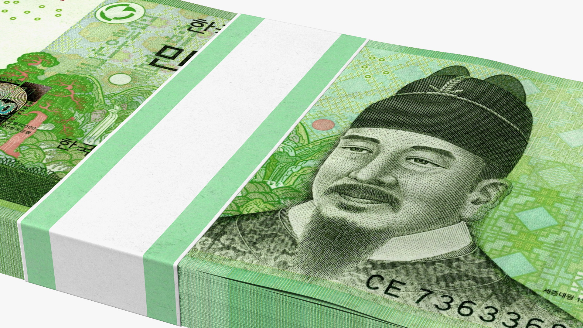 3D model Korea Republic Won KRW 10000 Banknotes Bundle