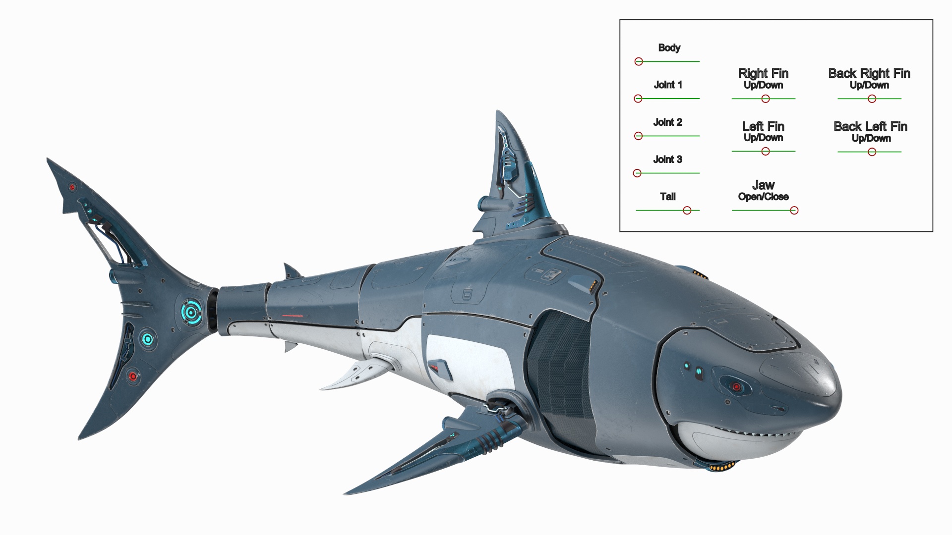 3D Shark Robot Rigged model