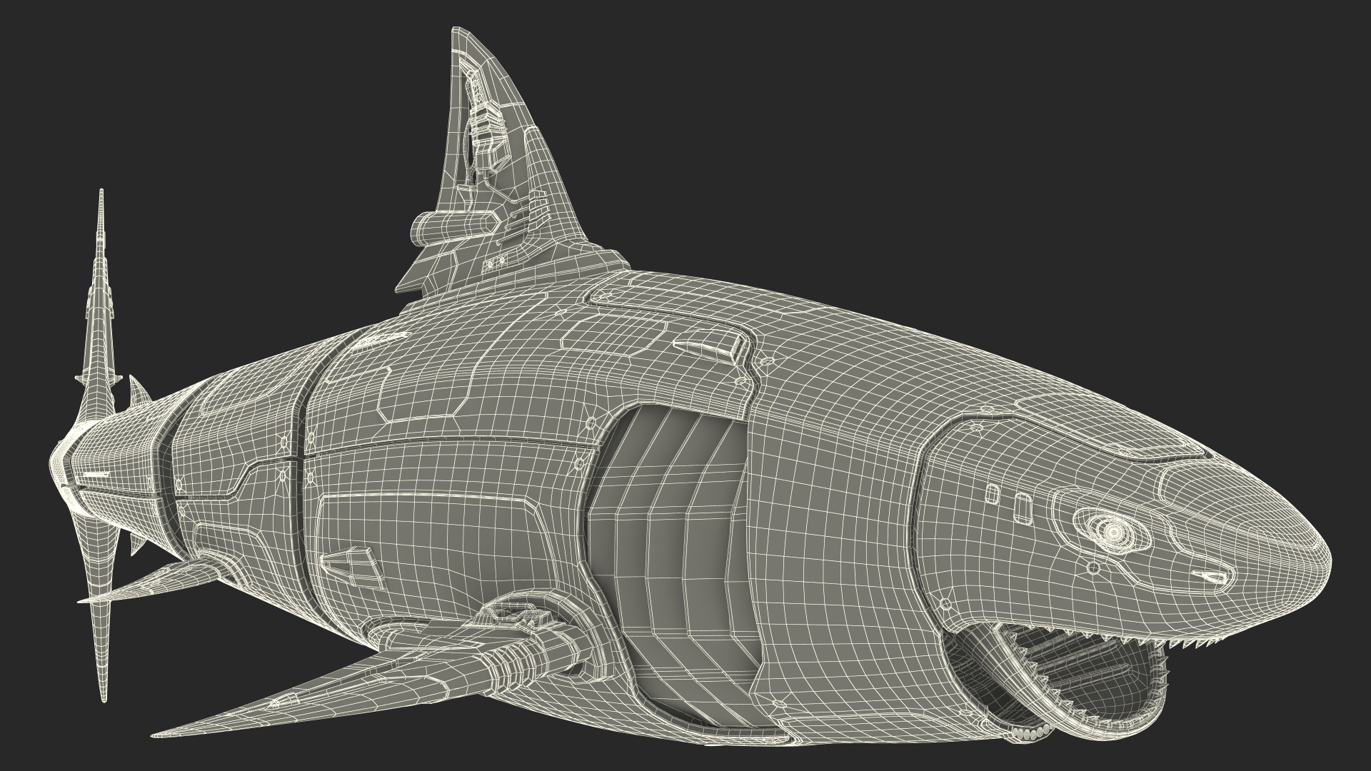 3D Shark Robot Rigged model