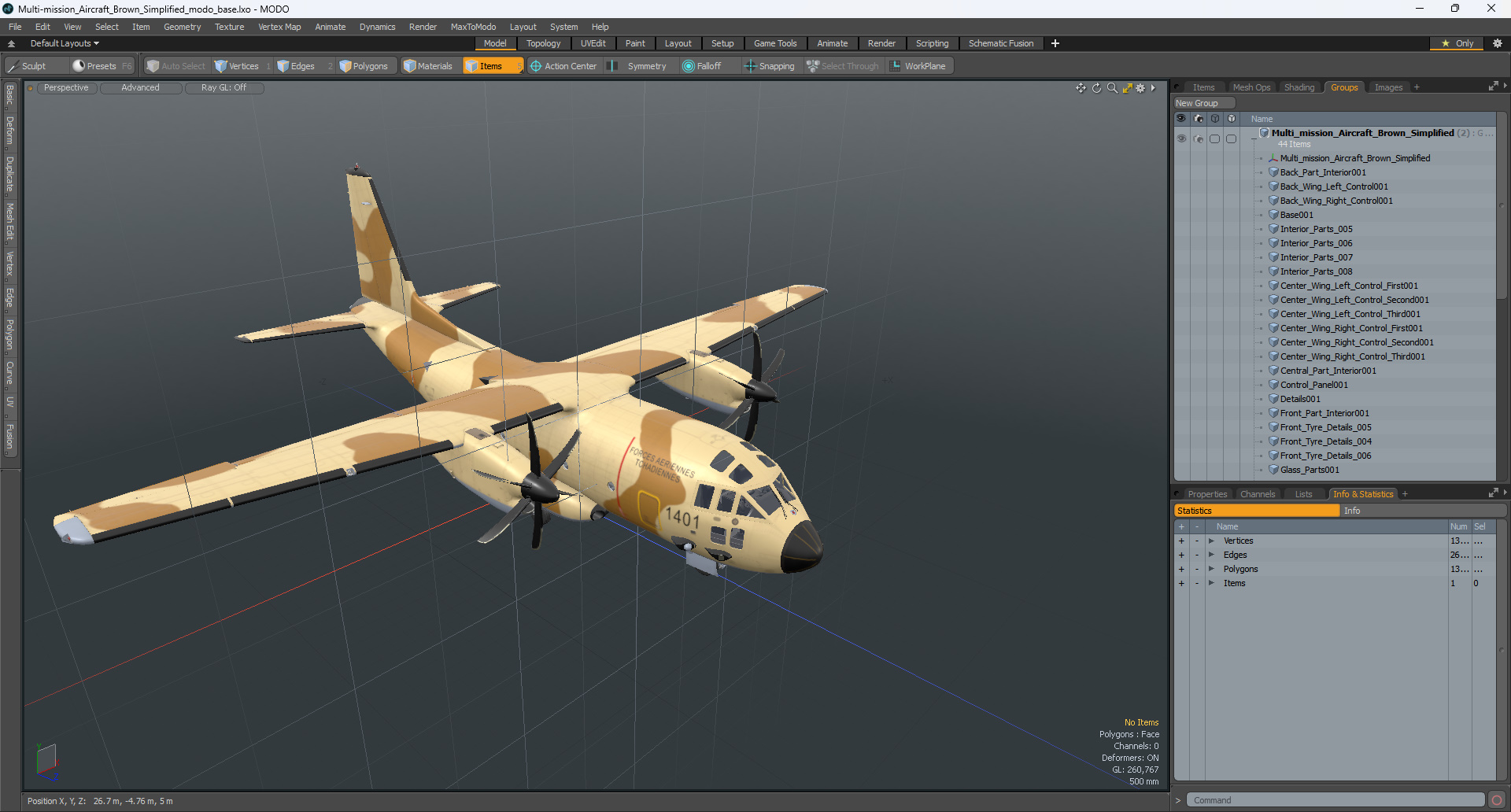 Multi-mission Aircraft Brown Simplified 3D model