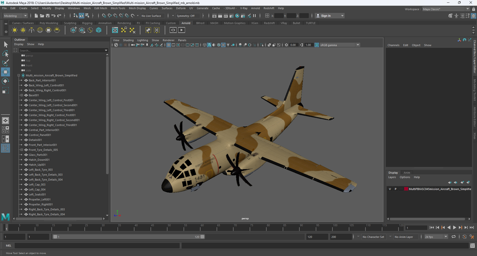 Multi-mission Aircraft Brown Simplified 3D model