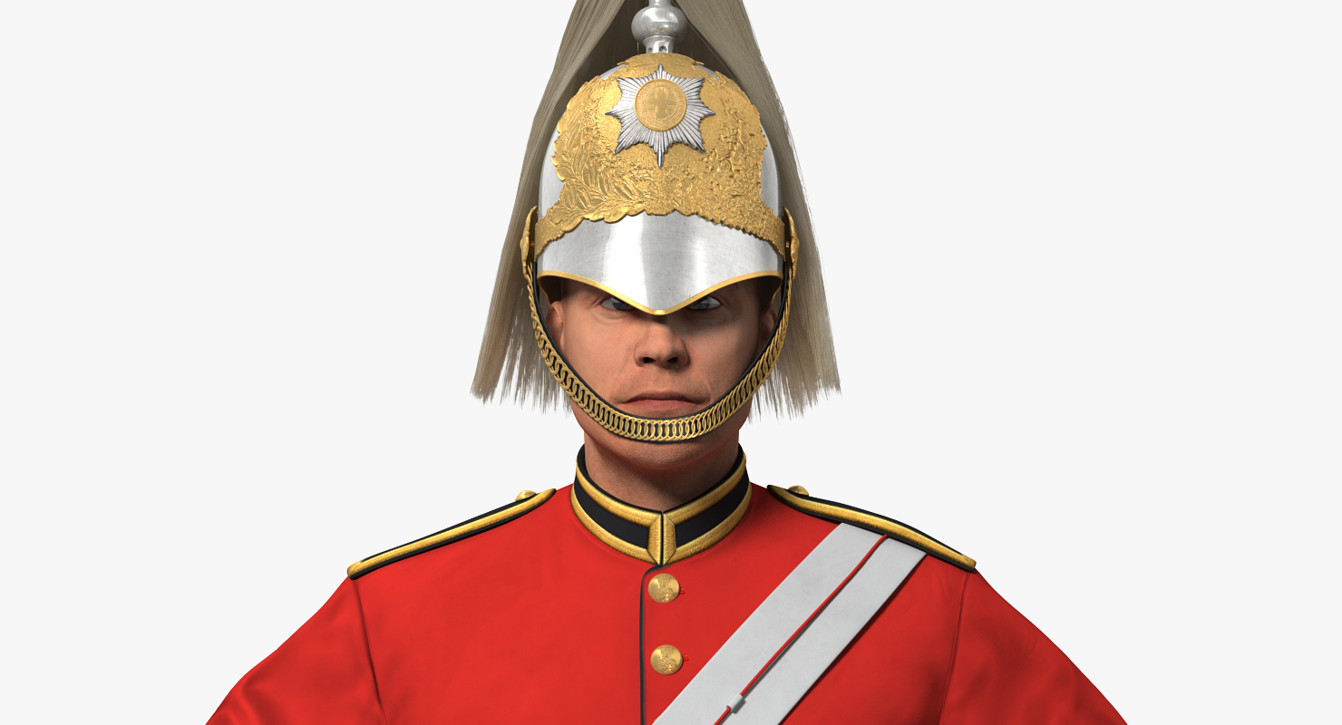 3D model British Royal Lifeguard Cavalry Soldier with Fur Rigged