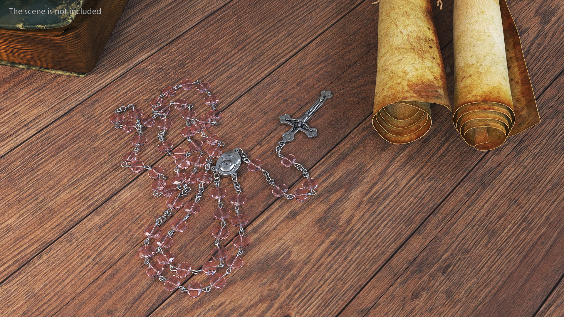 3D Religious Rosary Beads with Crucifix Pink