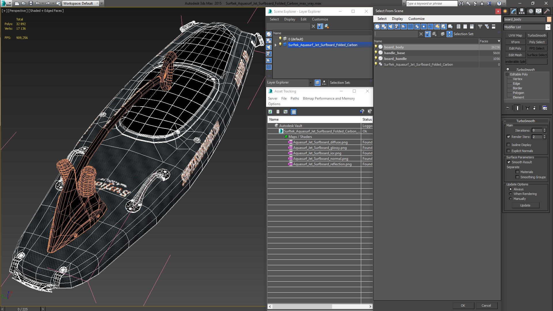 Surftek Aquasurf Jet Surfboard Folded Carbon 3D model