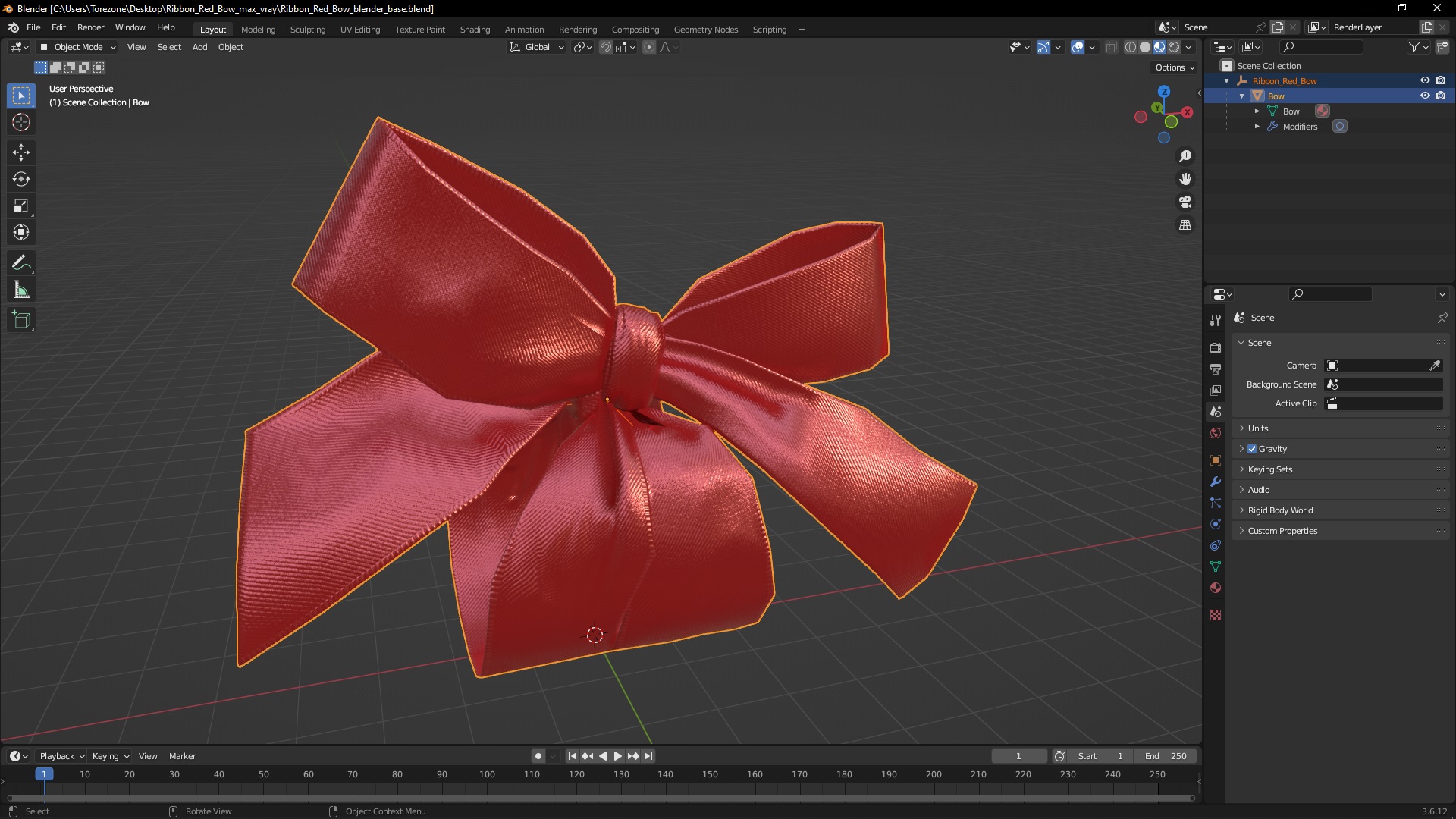 Ribbon Red Bow 3D model