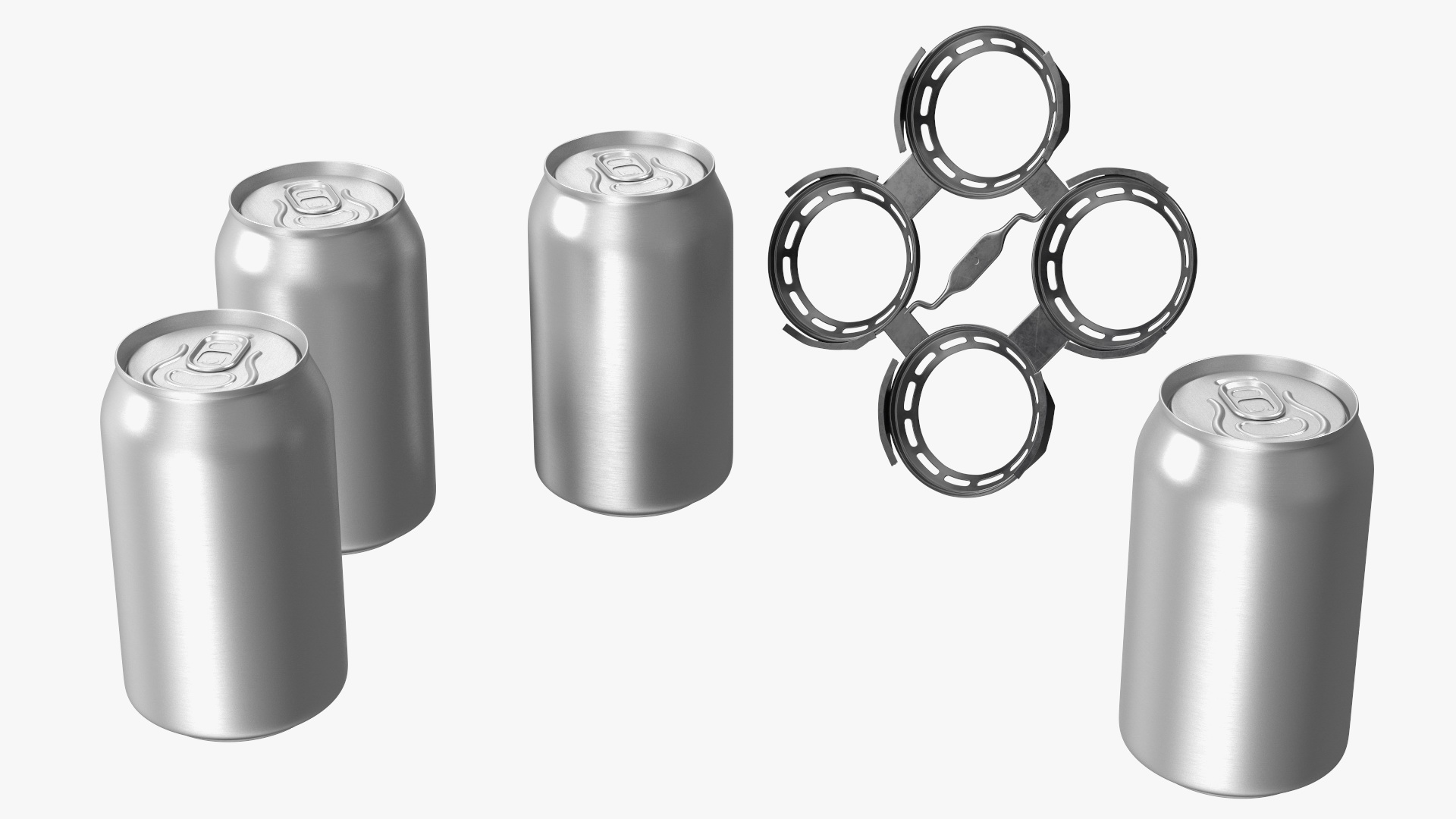 4 Soda Cans Plastic Rings Holder 3D