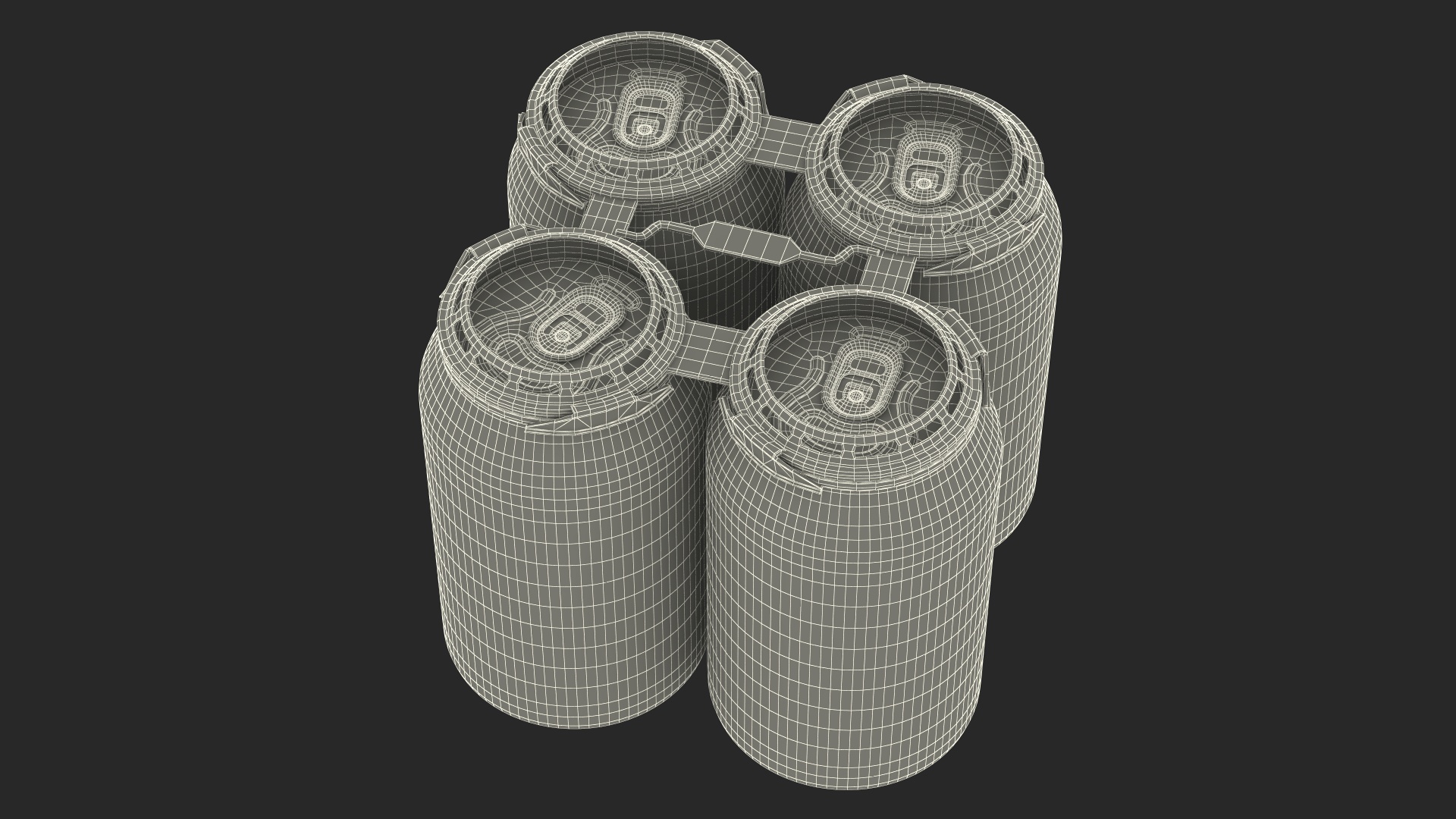 4 Soda Cans Plastic Rings Holder 3D