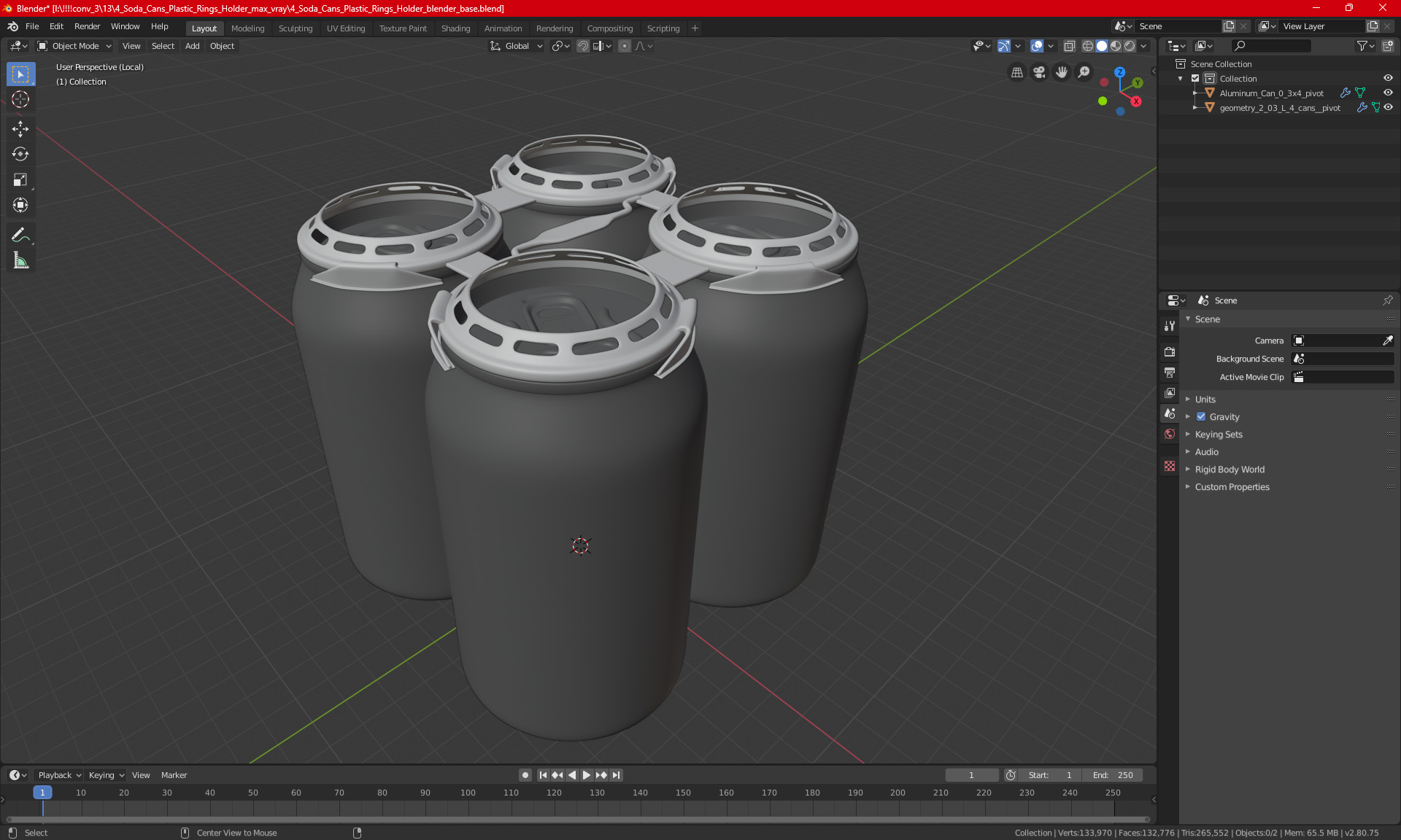 4 Soda Cans Plastic Rings Holder 3D