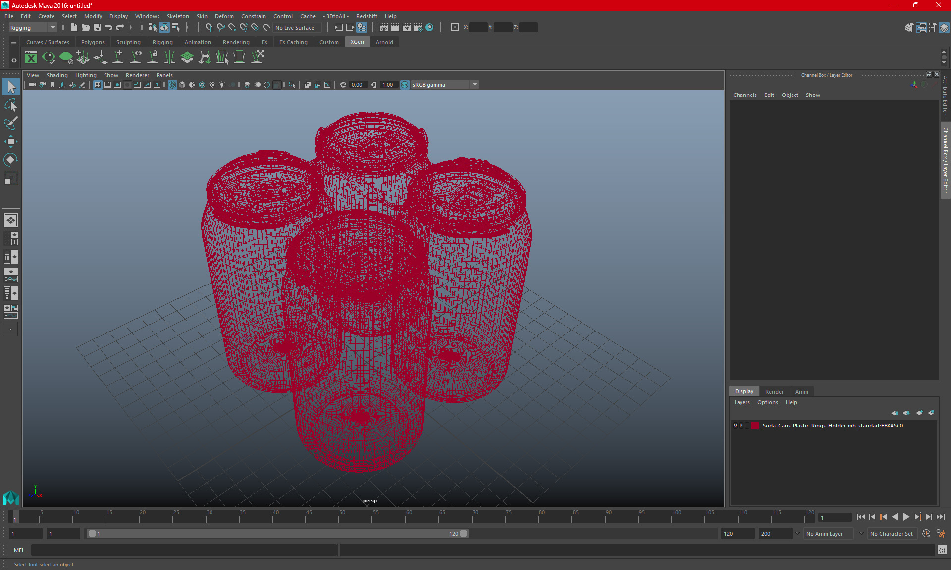 4 Soda Cans Plastic Rings Holder 3D