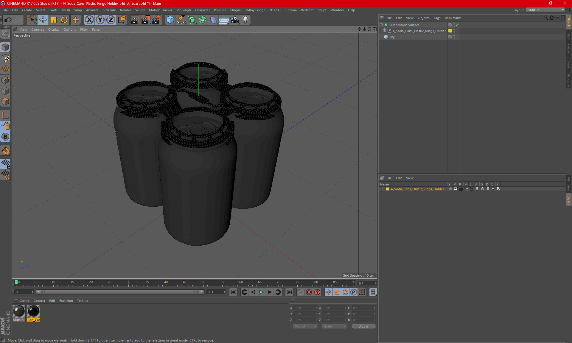 4 Soda Cans Plastic Rings Holder 3D