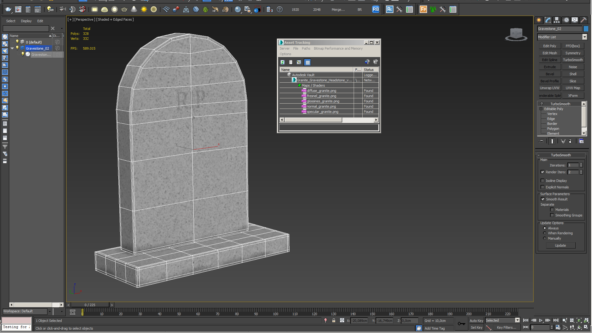 3D Granite Gravestone Headstone model