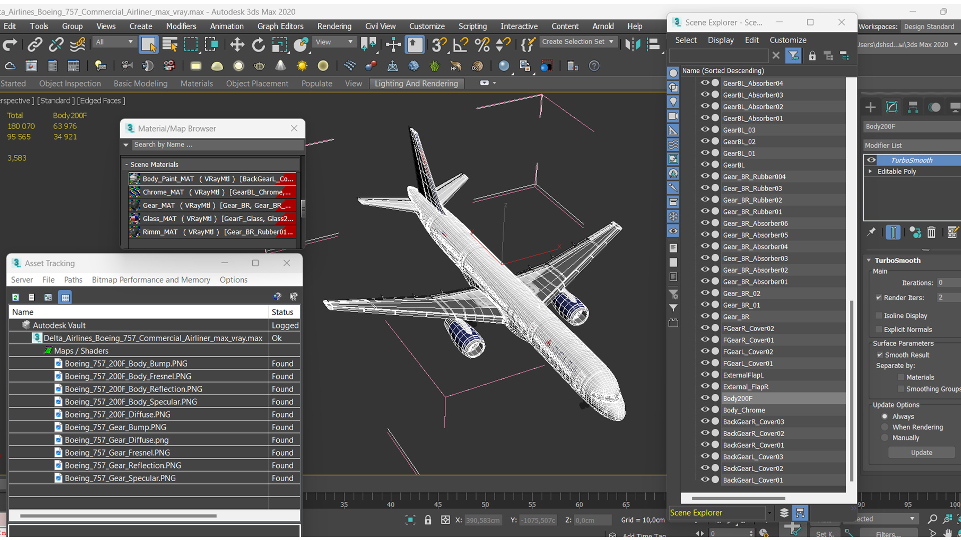 3D model Delta Airlines Boeing 757 Commercial Airliner