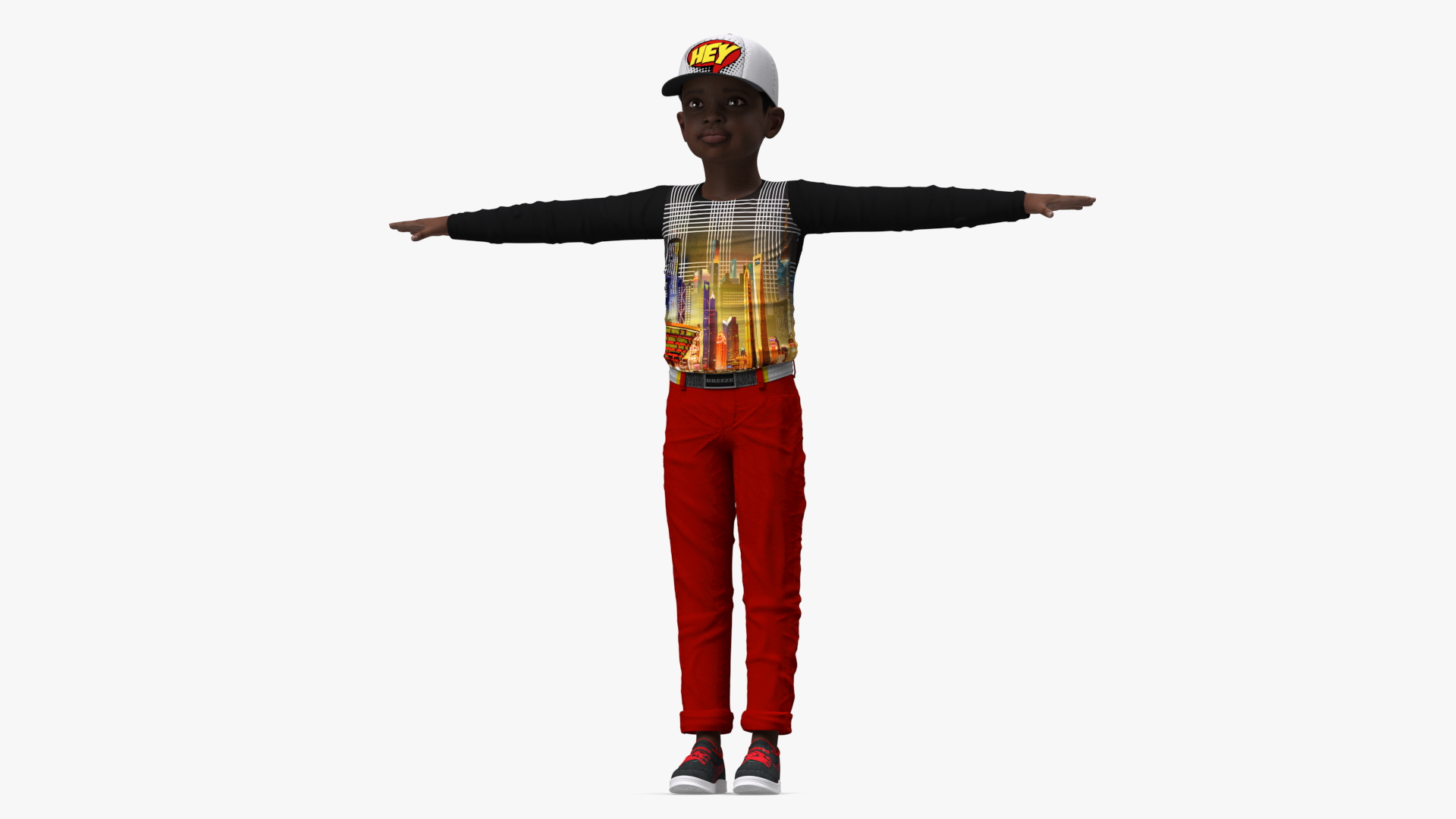 3D model Black Child Boy Street Style Rigged