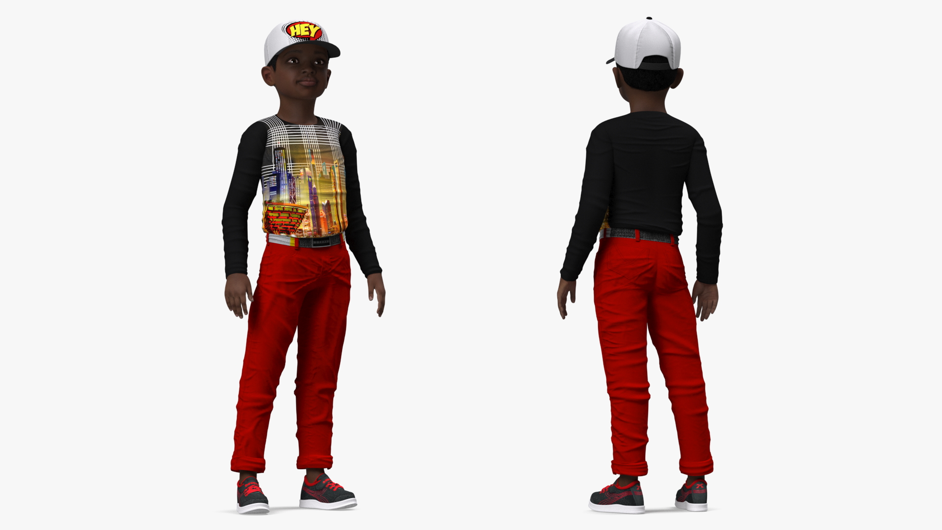 3D model Black Child Boy Street Style Rigged