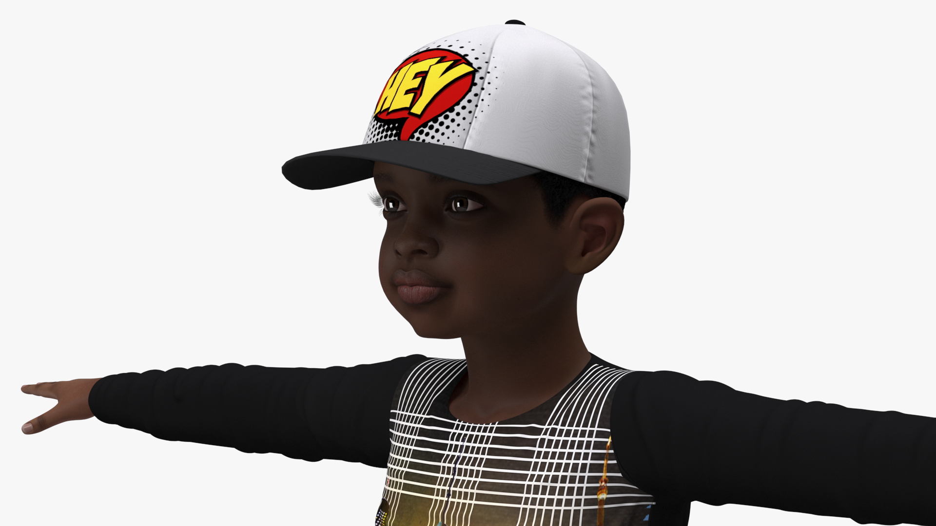 3D model Black Child Boy Street Style Rigged