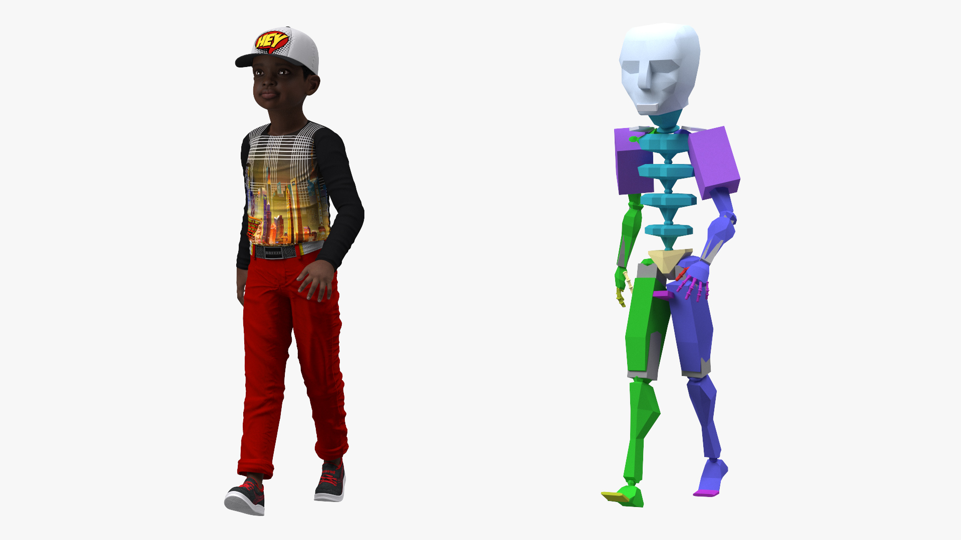 3D model Black Child Boy Street Style Rigged