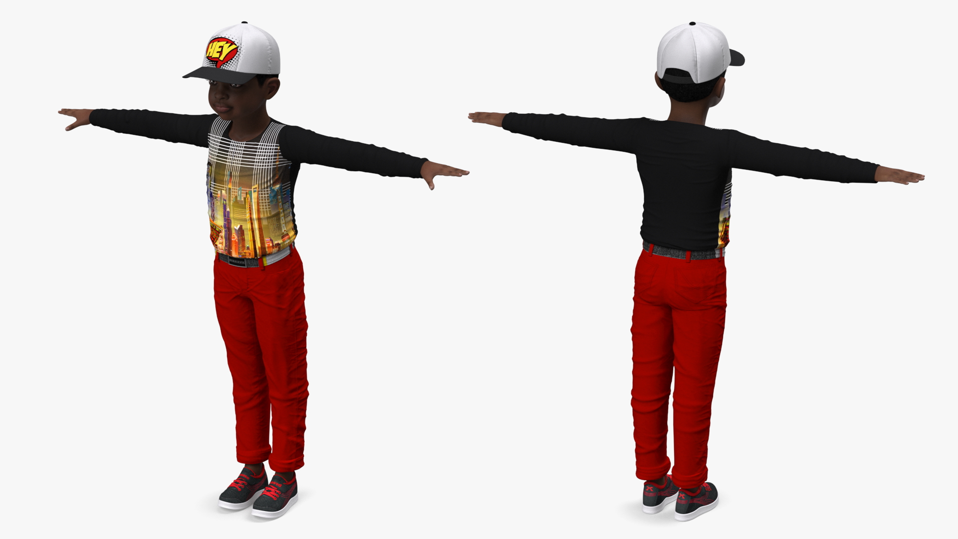 3D model Black Child Boy Street Style Rigged