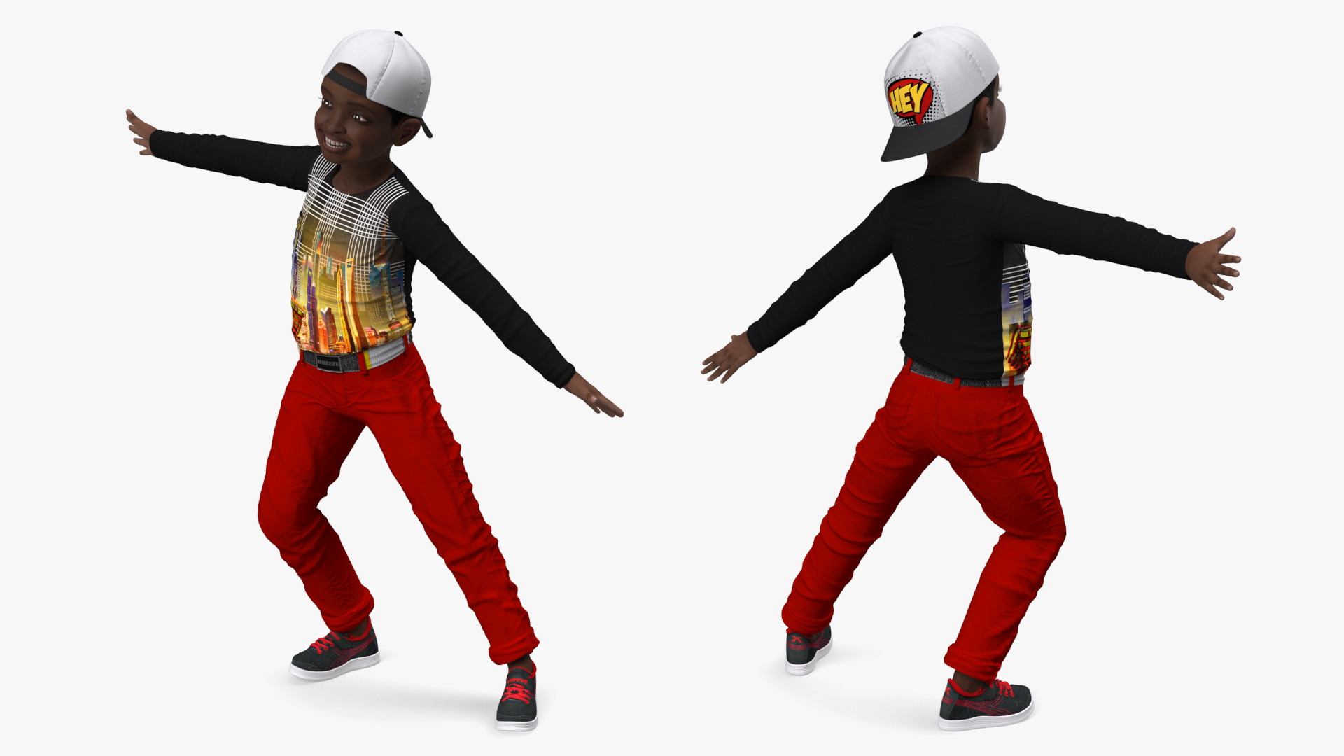 3D model Black Child Boy Street Style Rigged