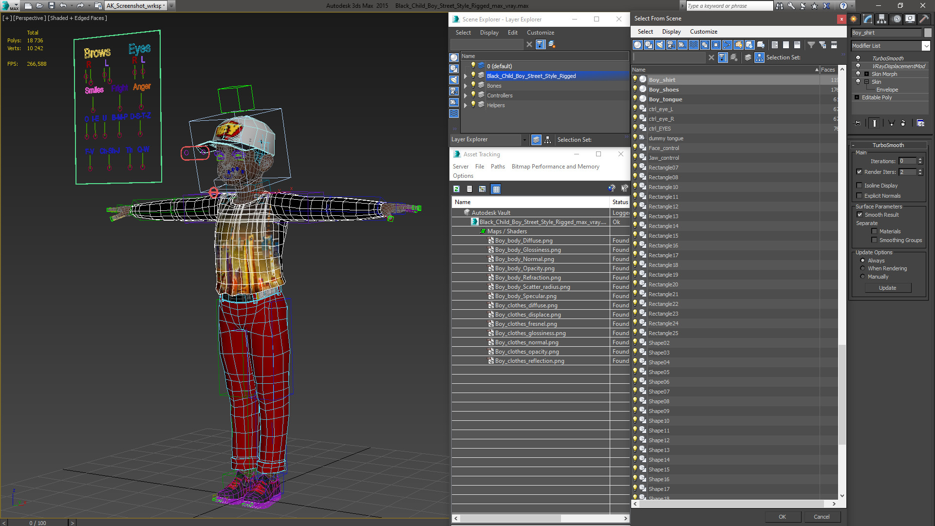 3D model Black Child Boy Street Style Rigged