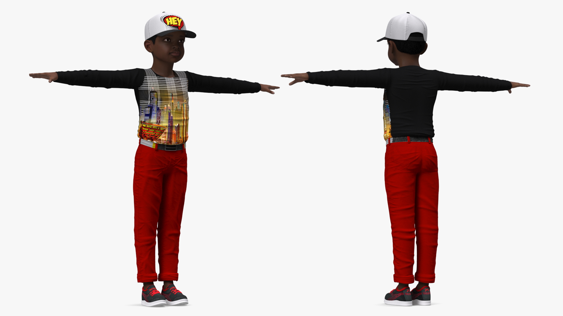 3D model Black Child Boy Street Style Rigged