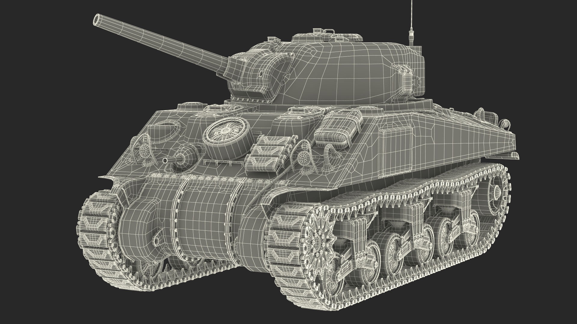 3D M4 Sherman Tank Rigged for Maya