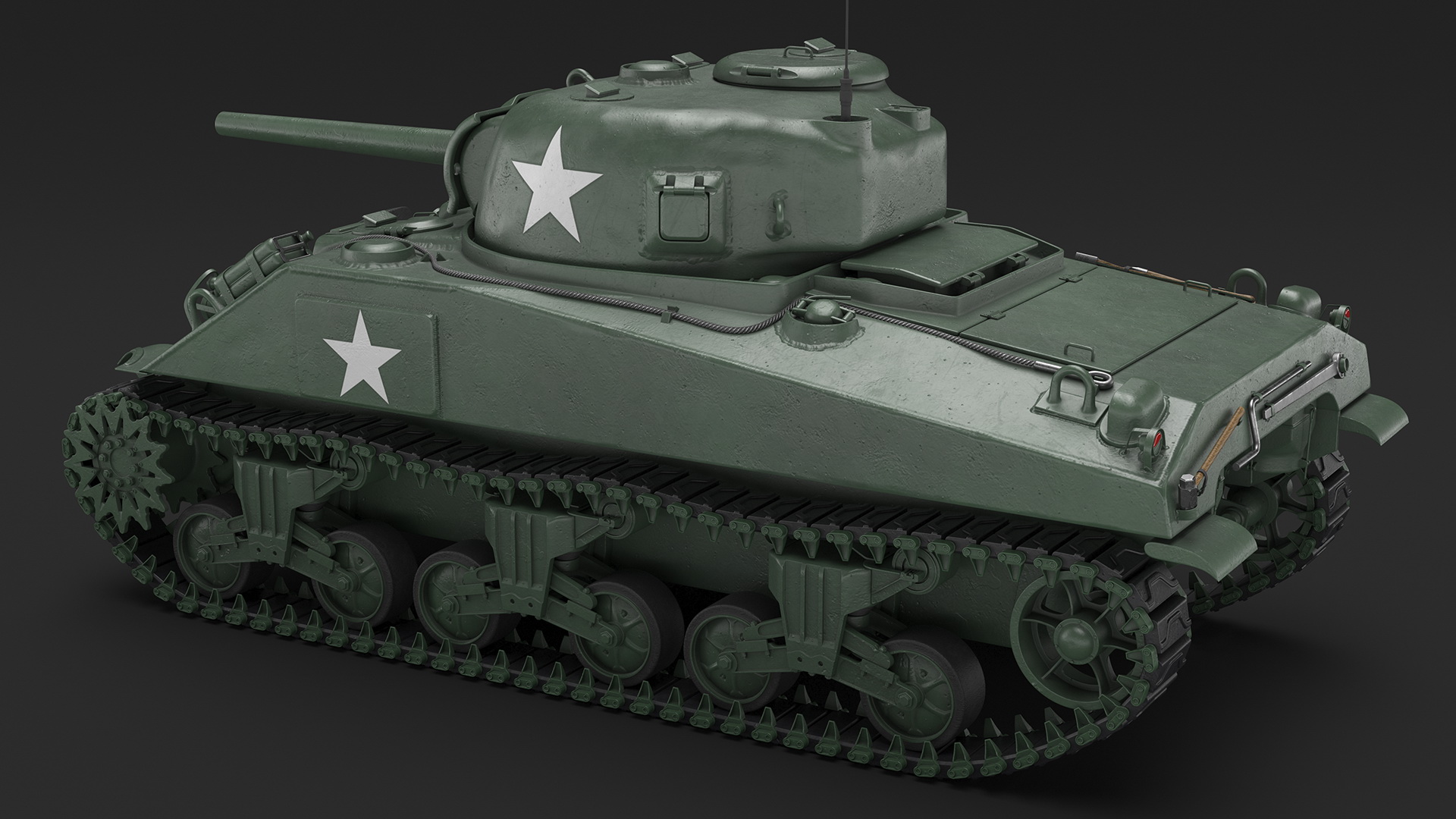 3D M4 Sherman Tank Rigged for Maya